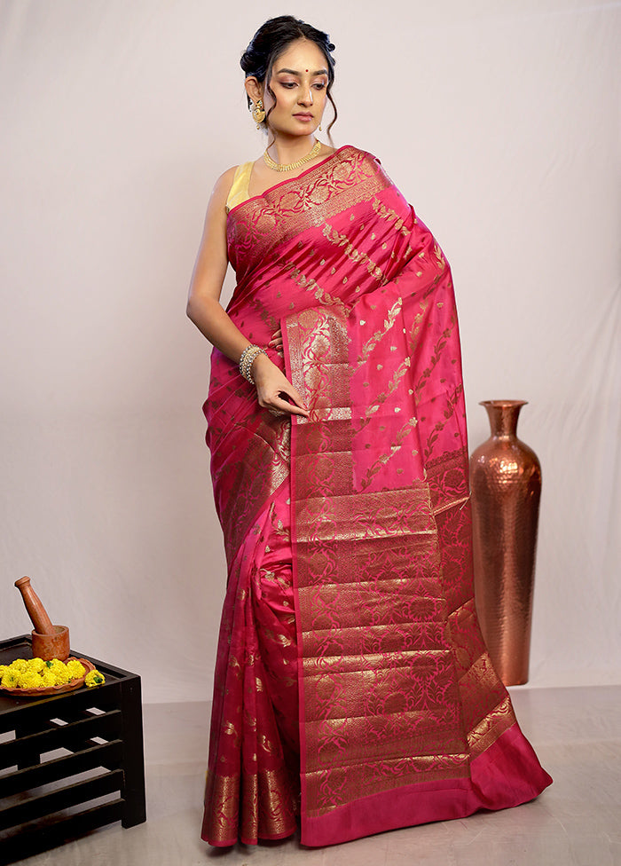 Pink Katan Silk Saree With Blouse Piece - Indian Silk House Agencies