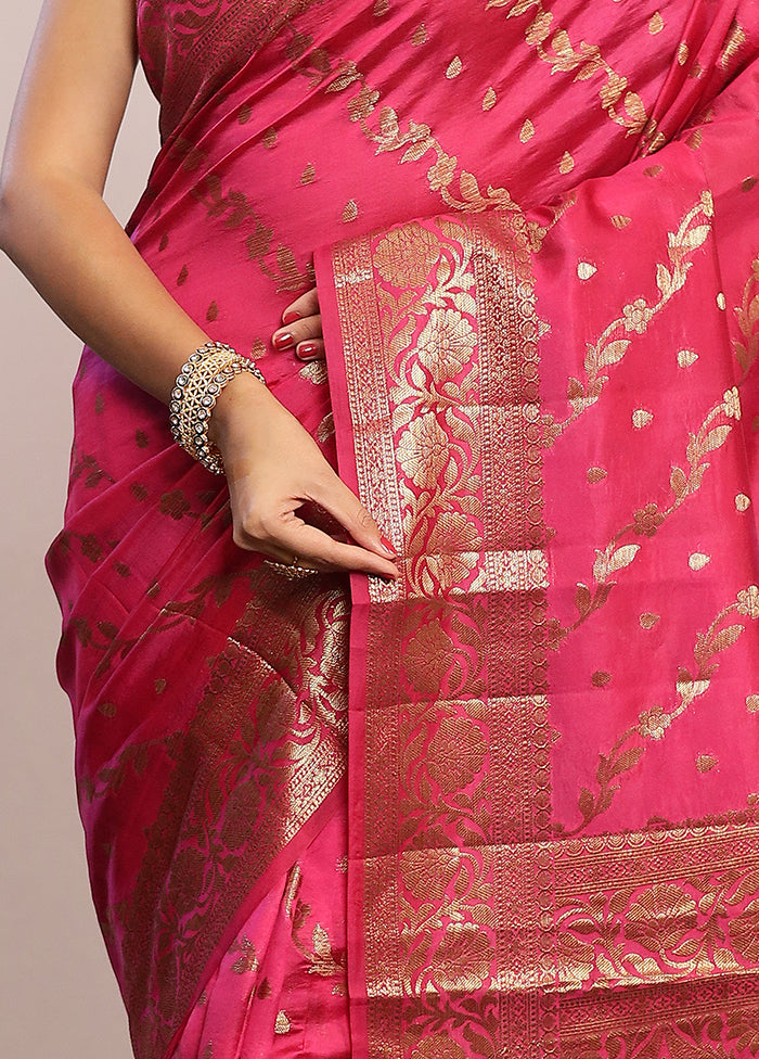 Pink Katan Silk Saree With Blouse Piece - Indian Silk House Agencies