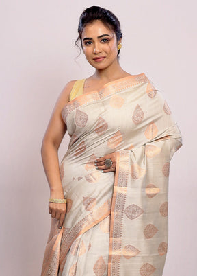 Grey Katan Silk Saree With Blouse Piece - Indian Silk House Agencies