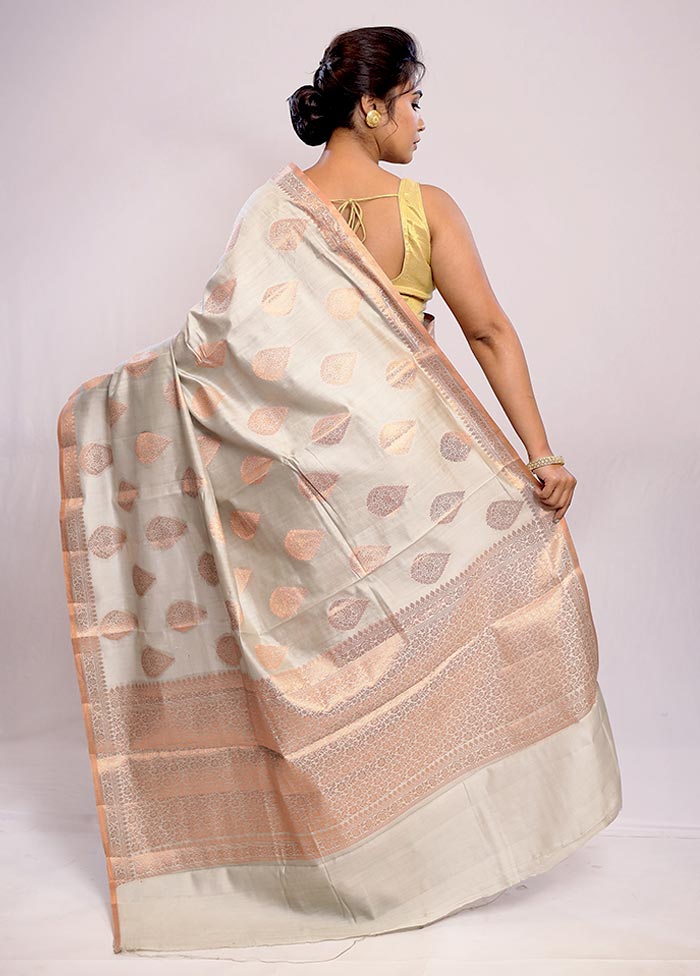 Grey Katan Silk Saree With Blouse Piece - Indian Silk House Agencies