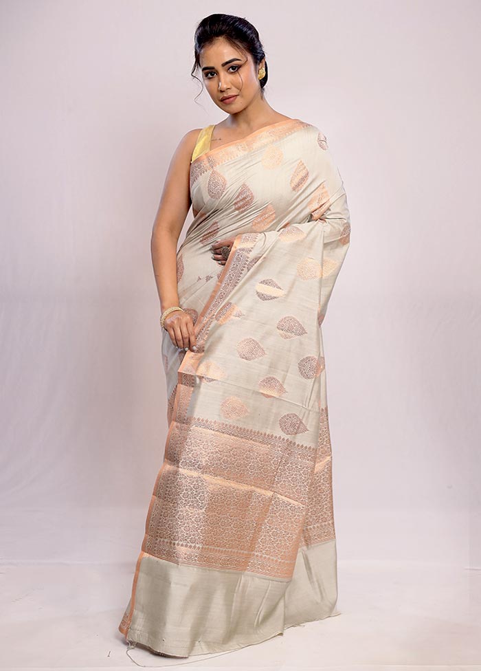 Grey Katan Silk Saree With Blouse Piece - Indian Silk House Agencies