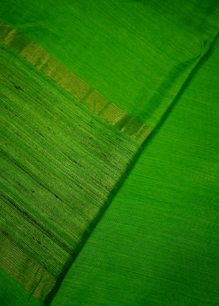 Green Tussar Silk Saree With Blouse Piece - Indian Silk House Agencies