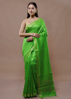 Green Tussar Silk Saree With Blouse Piece - Indian Silk House Agencies