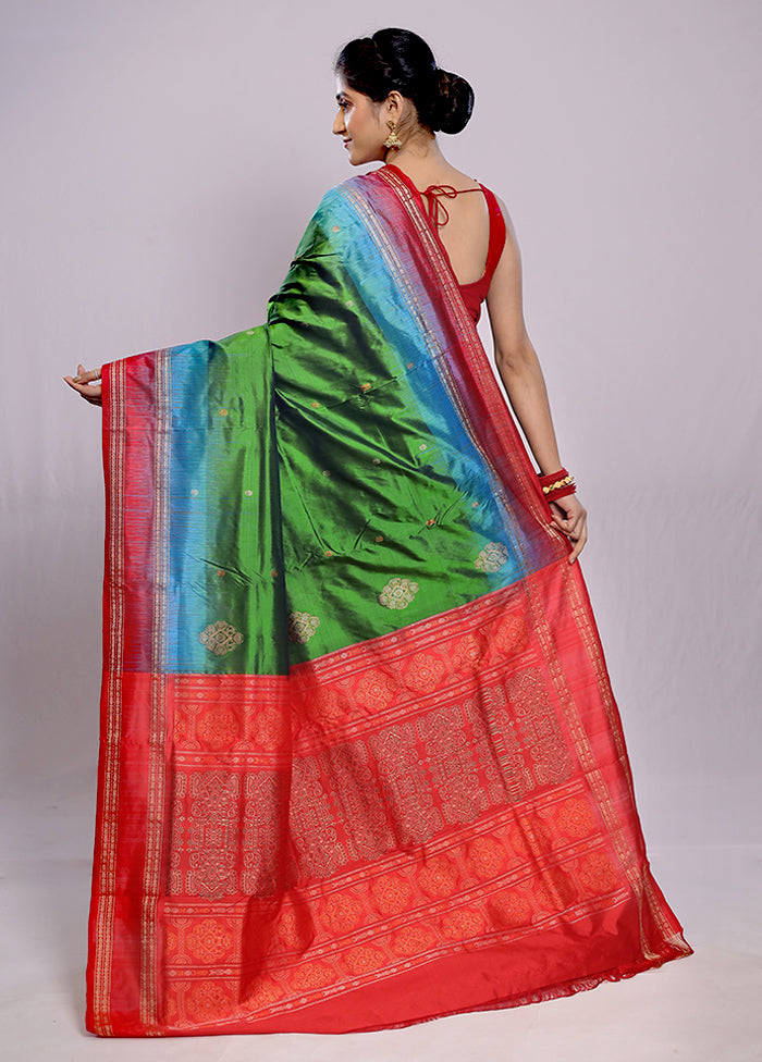 Green Bomkai Pure Silk Saree With Blouse Piece - Indian Silk House Agencies