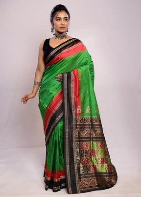 Green Bomkai Pure Silk Saree With Blouse Piece - Indian Silk House Agencies