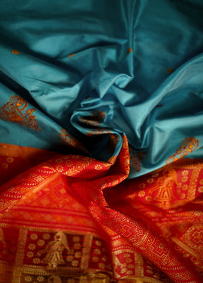 Blue Bomkai Pure Silk Saree With Blouse Piece - Indian Silk House Agencies