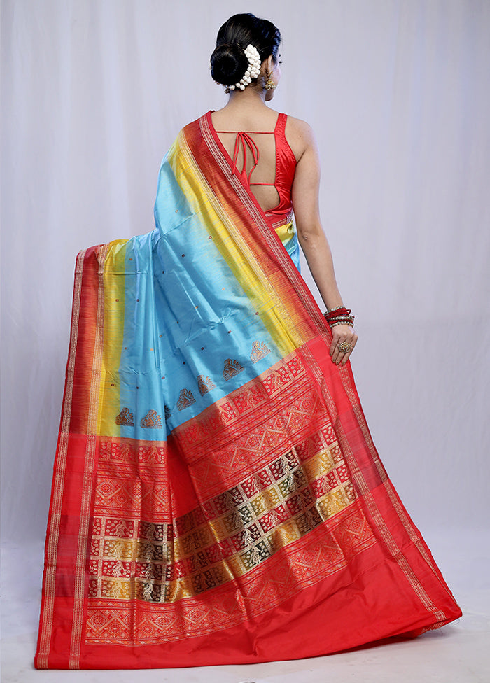 Blue Bomkai Pure Silk Saree With Blouse Piece - Indian Silk House Agencies