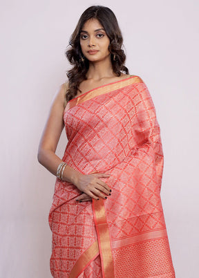 Pink Tussar Pure Silk Saree With Blouse Piece - Indian Silk House Agencies