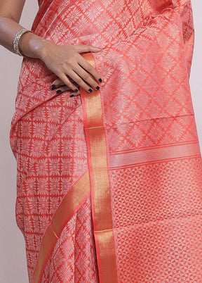 Pink Tussar Pure Silk Saree With Blouse Piece - Indian Silk House Agencies