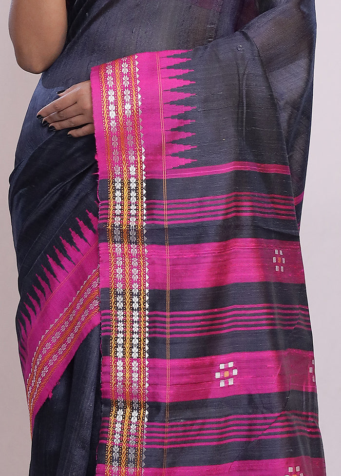 Grey Tussar Pure Silk Saree With Blouse Piece - Indian Silk House Agencies