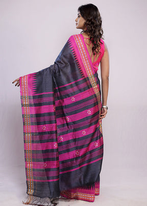 Grey Tussar Pure Silk Saree With Blouse Piece - Indian Silk House Agencies