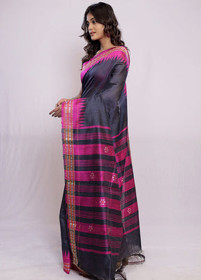 Grey Tussar Pure Silk Saree With Blouse Piece - Indian Silk House Agencies