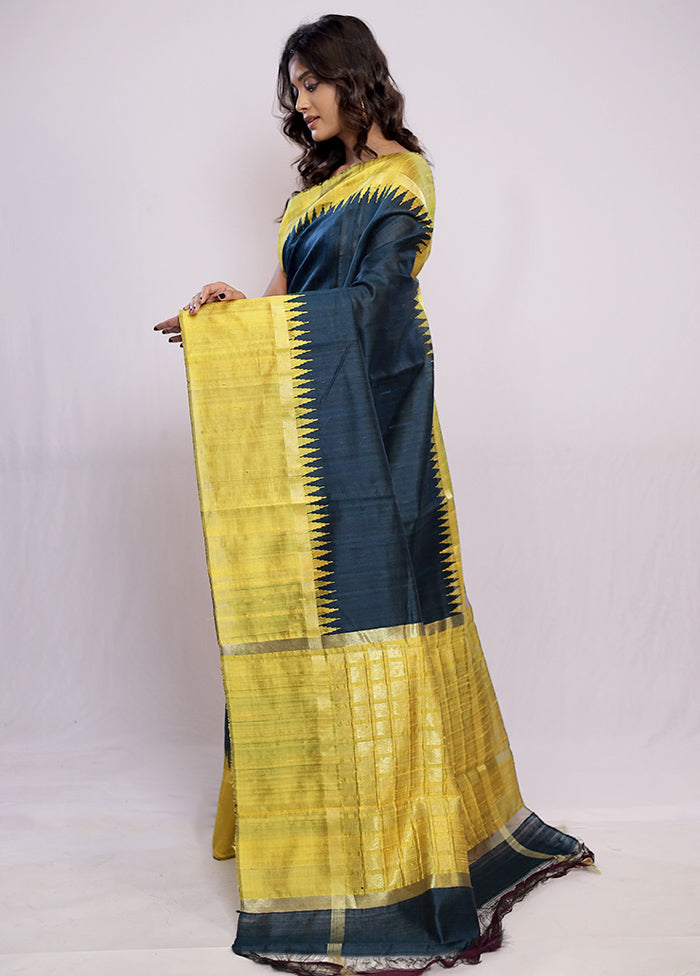 Green Tussar Silk Saree With Blouse Piece - Indian Silk House Agencies