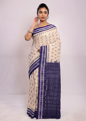 Cream Cotton Ikkat Saree Without Blouse Piece - Indian Silk House Agencies