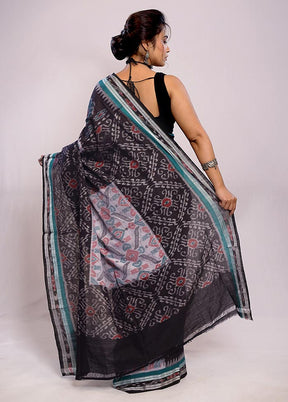 Grey Cotton Ikkat Saree Without Blouse Piece - Indian Silk House Agencies