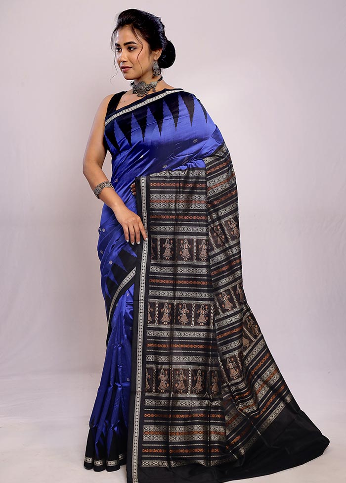 Blue Bomkai Pure Silk Saree With Blouse Piece - Indian Silk House Agencies