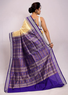 Cream Bomkai Pure Silk Saree With Blouse Piece - Indian Silk House Agencies