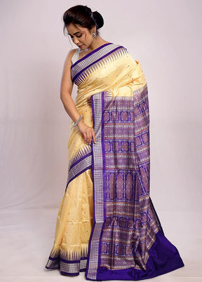 Cream Bomkai Pure Silk Saree With Blouse Piece - Indian Silk House Agencies