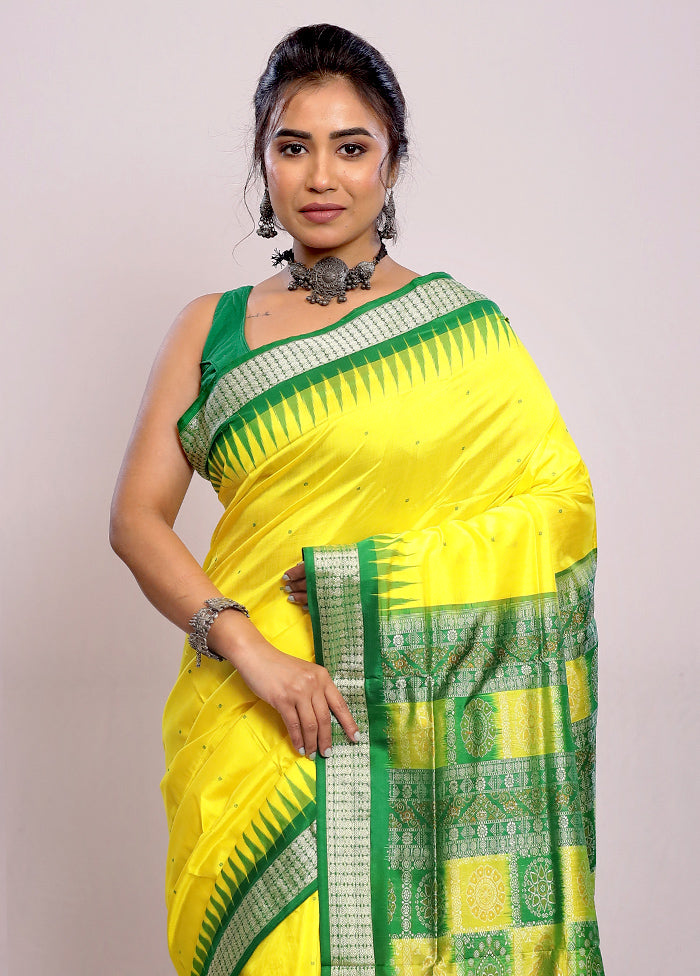 Yellow Bomkai Pure Silk Saree With Blouse Piece - Indian Silk House Agencies