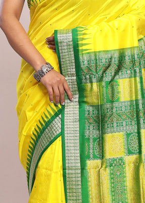 Yellow Bomkai Pure Silk Saree With Blouse Piece - Indian Silk House Agencies