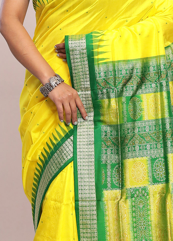 Yellow Bomkai Pure Silk Saree With Blouse Piece - Indian Silk House Agencies