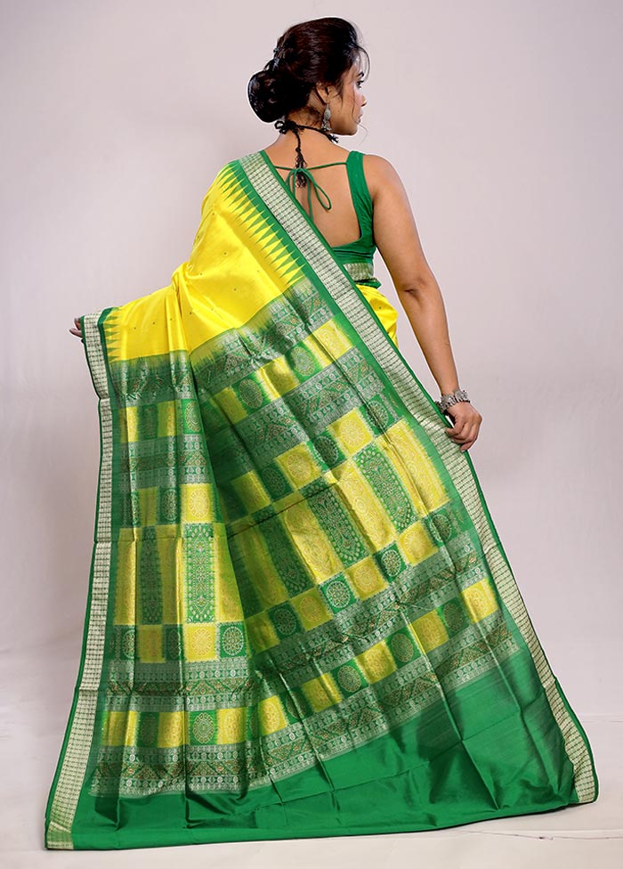 Yellow Bomkai Pure Silk Saree With Blouse Piece - Indian Silk House Agencies