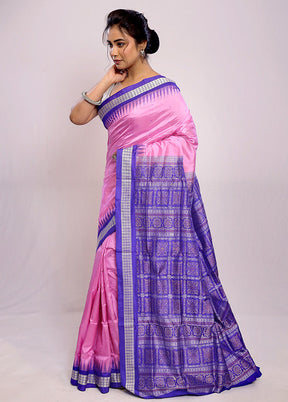 Pink Bomkai Pure Silk Saree With Blouse Piece - Indian Silk House Agencies