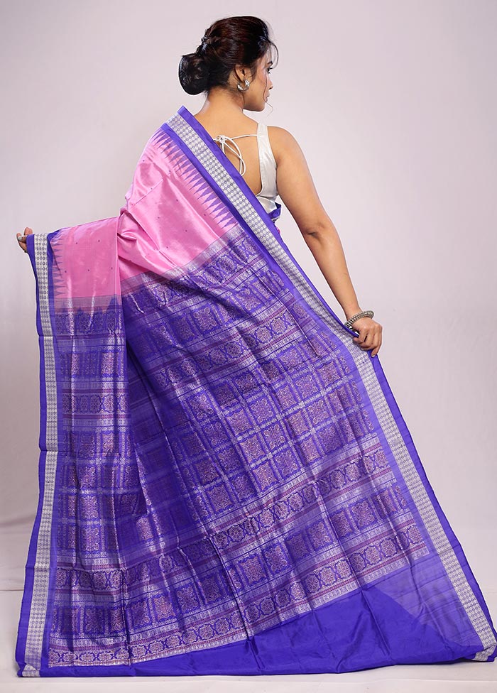 Pink Bomkai Pure Silk Saree With Blouse Piece - Indian Silk House Agencies