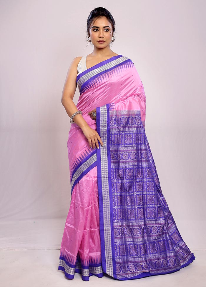 Pink Bomkai Pure Silk Saree With Blouse Piece - Indian Silk House Agencies