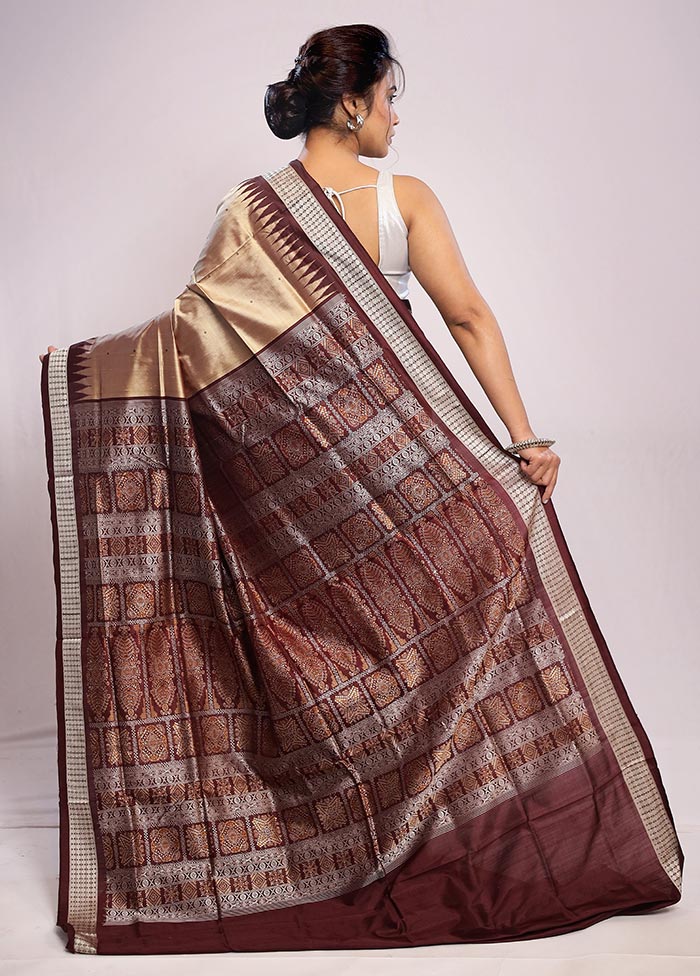 Cream Bomkai Pure Silk Saree With Blouse Piece - Indian Silk House Agencies