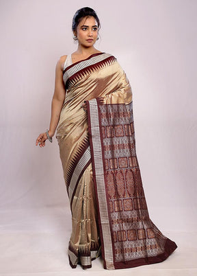 Cream Bomkai Pure Silk Saree With Blouse Piece - Indian Silk House Agencies