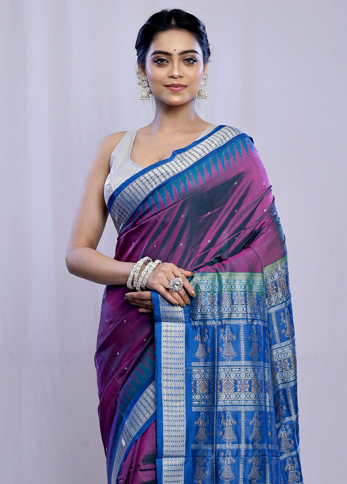 Purple Bomkai Pure Silk Saree With Blouse Piece - Indian Silk House Agencies