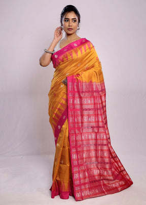 Yellow Bomkai Pure Silk Saree With Blouse Piece - Indian Silk House Agencies