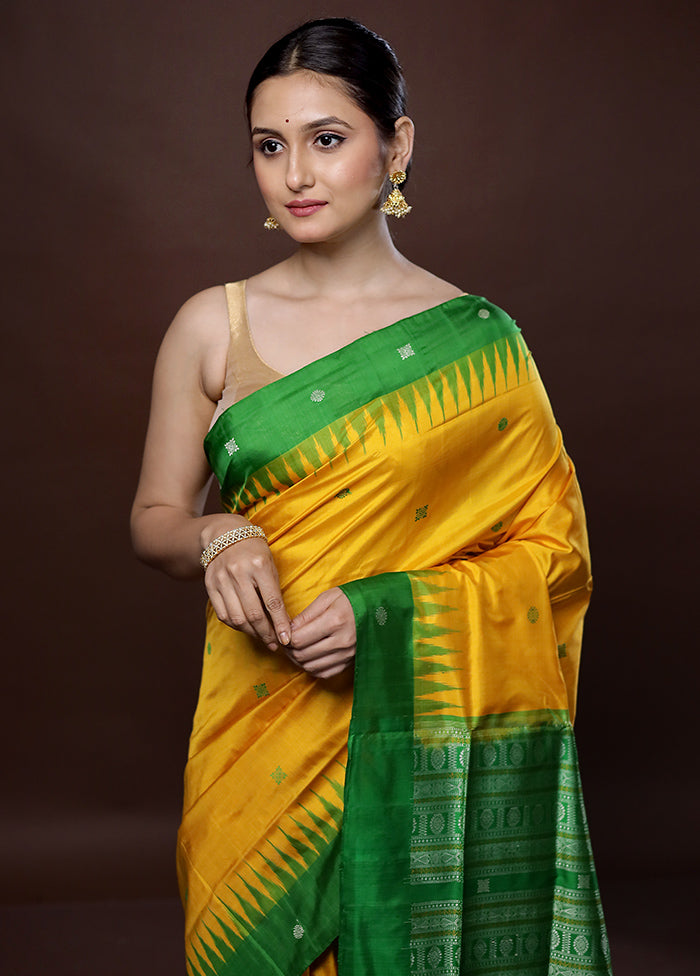 Yellow Bomkai Pure Silk Saree With Blouse Piece - Indian Silk House Agencies