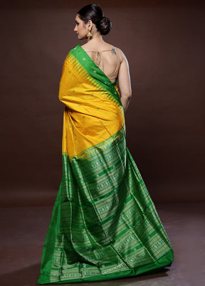 Yellow Bomkai Pure Silk Saree With Blouse Piece - Indian Silk House Agencies