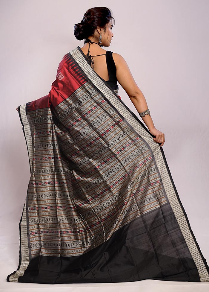 Maroon Bomkai Pure Silk Saree With Blouse Piece - Indian Silk House Agencies