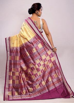 Cream Bomkai Pure Silk Saree With Blouse Piece - Indian Silk House Agencies