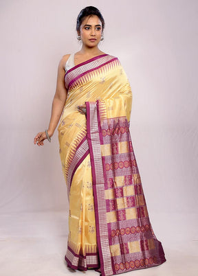 Cream Bomkai Pure Silk Saree With Blouse Piece - Indian Silk House Agencies