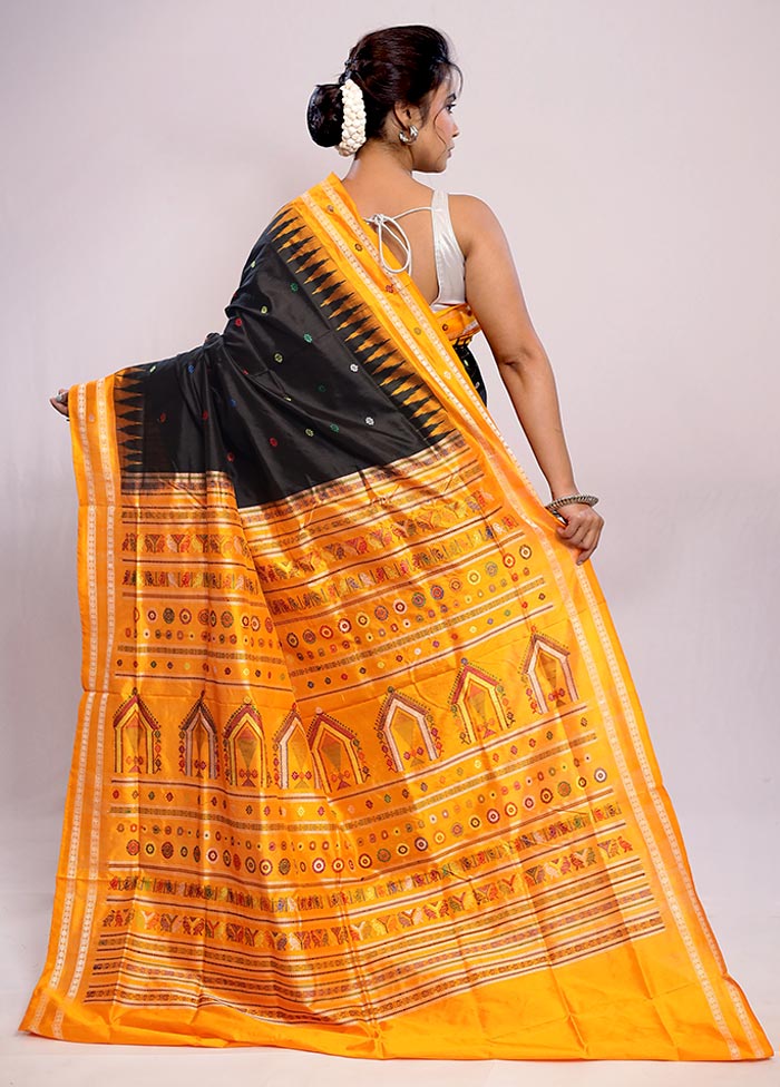 Black Bomkai Pure Silk Saree With Blouse Piece - Indian Silk House Agencies