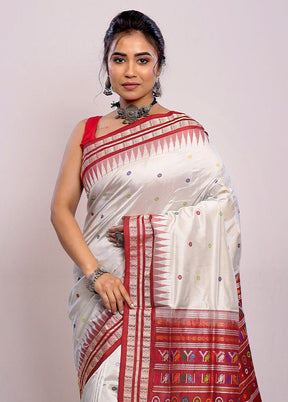 Grey Bomkai Pure Silk Saree With Blouse Piece - Indian Silk House Agencies