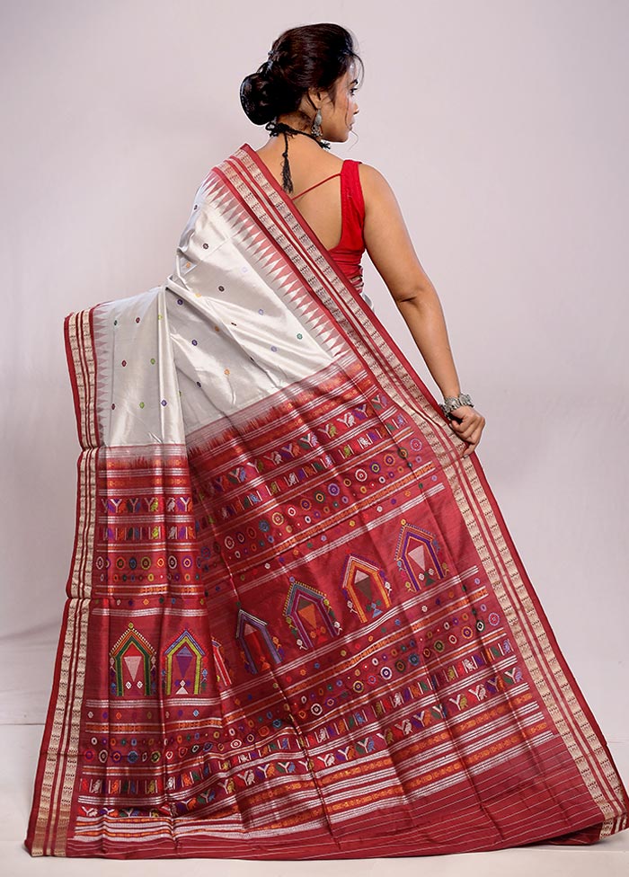 Grey Bomkai Pure Silk Saree With Blouse Piece - Indian Silk House Agencies