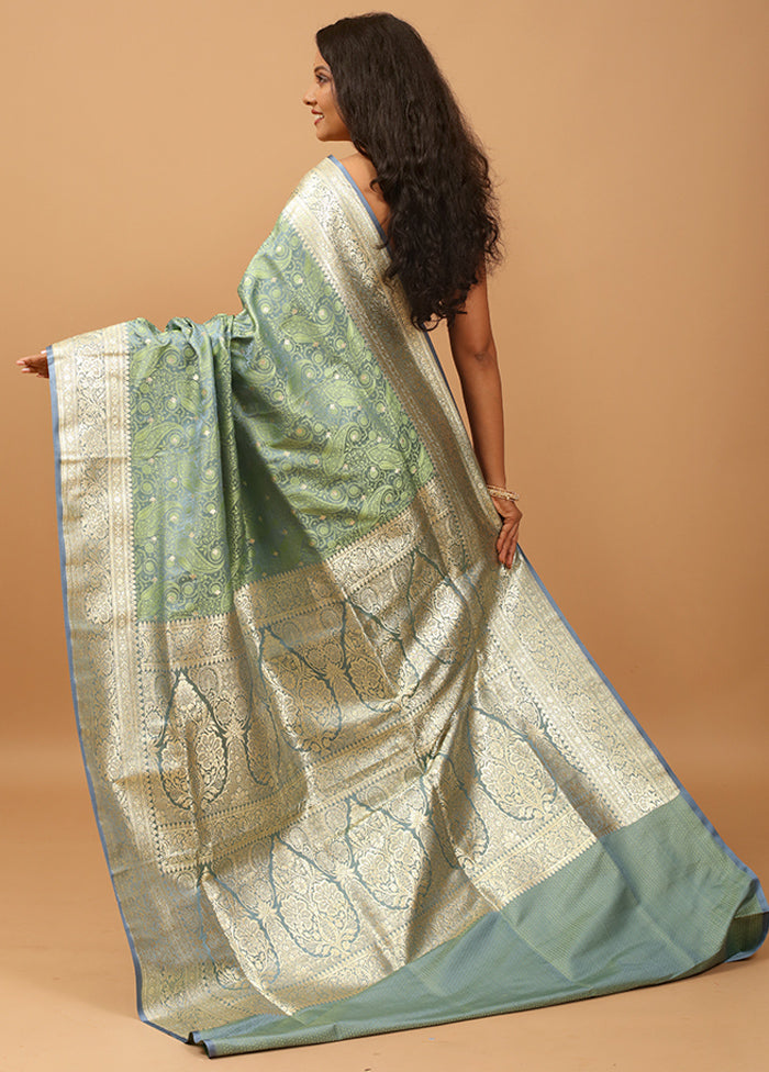 Green Tanchoi Silk Saree With Blouse Piece