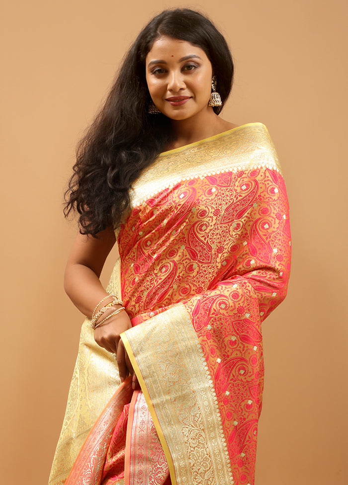 Pink Tanchoi Silk Saree With Blouse Piece