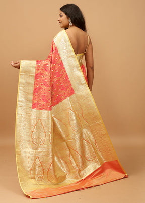 Pink Tanchoi Silk Saree With Blouse Piece