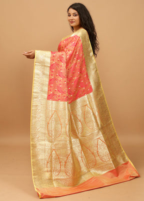 Pink Tanchoi Silk Saree With Blouse Piece