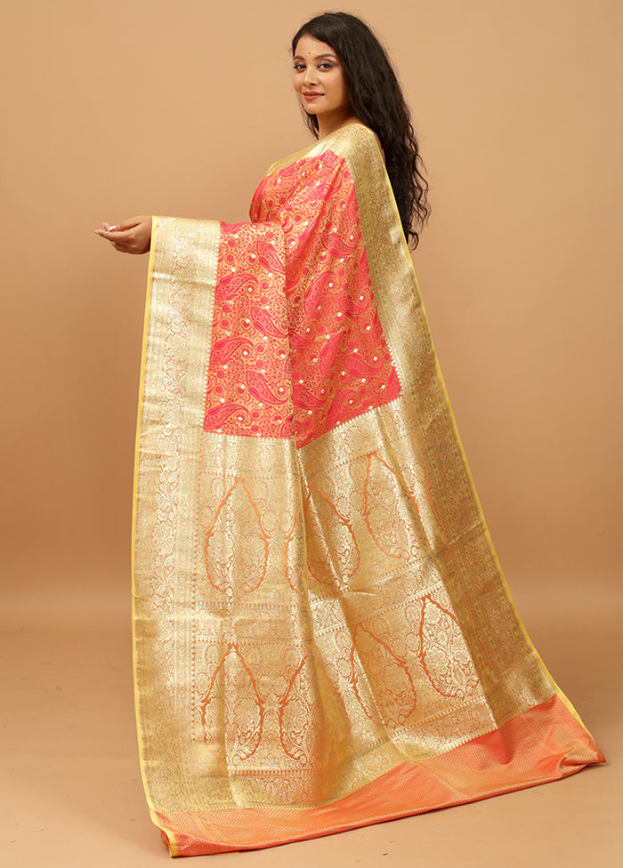 Pink Tanchoi Silk Saree With Blouse Piece