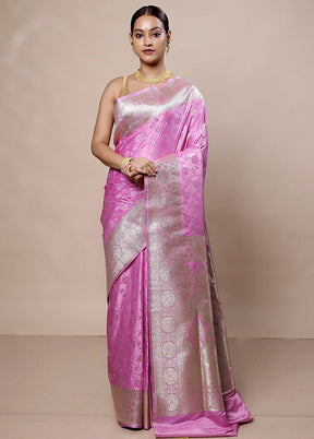 Pink Tanchoi Silk Saree With Blouse Piece