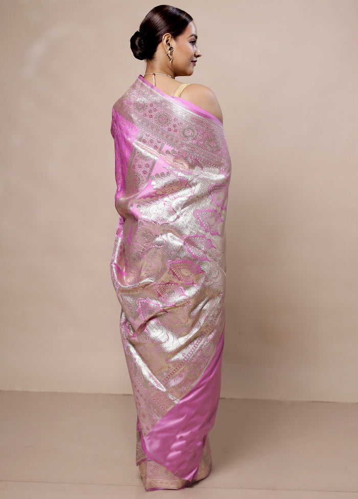 Pink Tanchoi Silk Saree With Blouse Piece