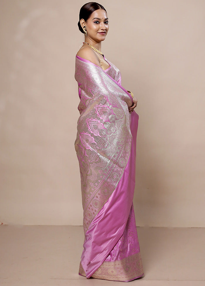 Pink Tanchoi Silk Saree With Blouse Piece