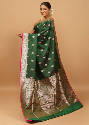 Green Banarasi Silk Saree With Blouse Piece